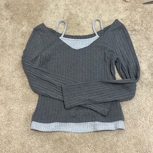 Grey and white layered long sleeve